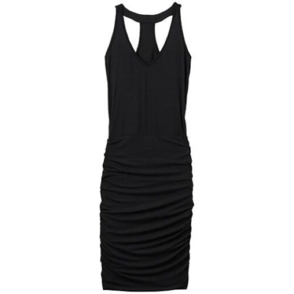 Athleta Tee Ruched Racerback Dress, Black SIZE XS